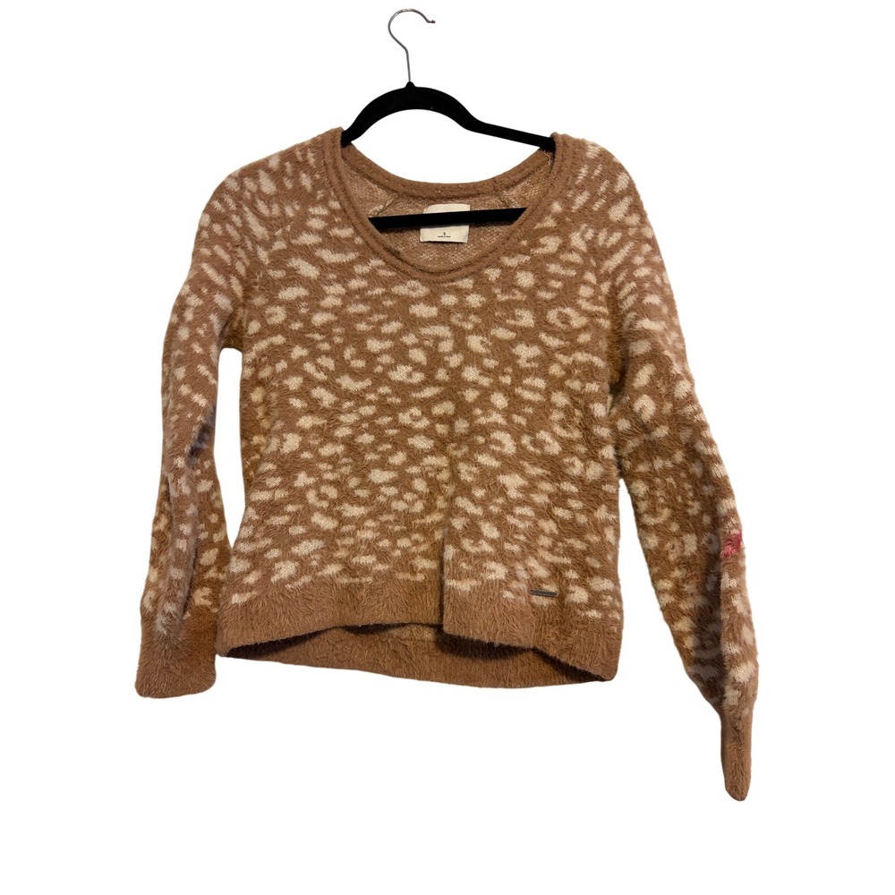 Abercrombie Fitch Fuzzy Leopard Print Sweater Women's Size S